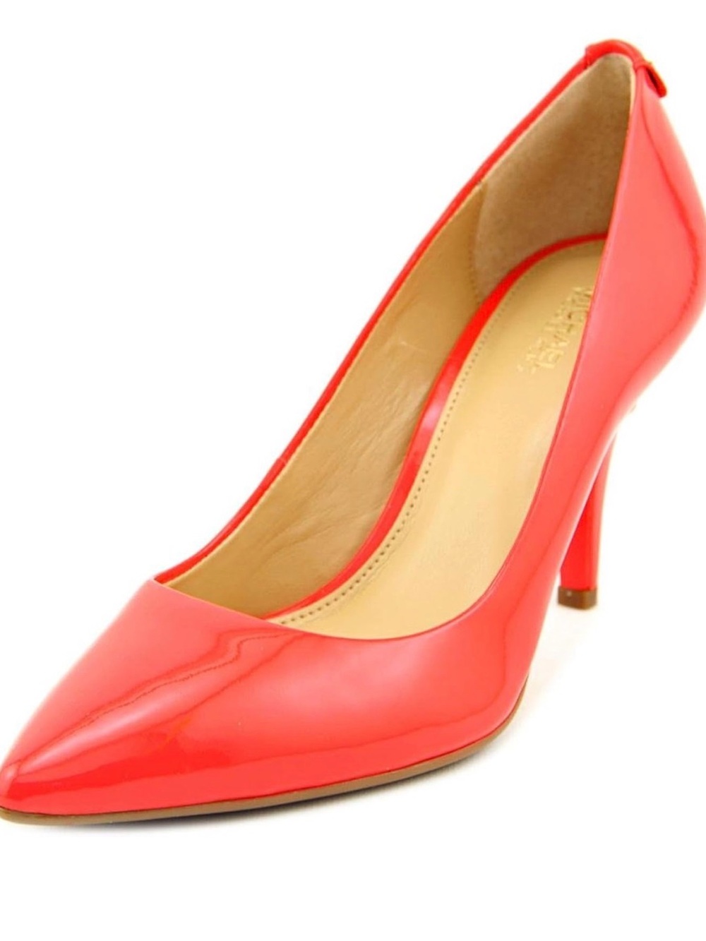 Women's Red Patent Pointed-Toe Mid Heel Pumps - Picture 2 of 6